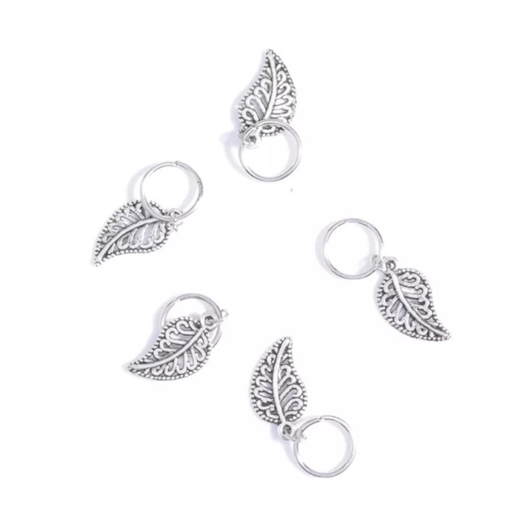 Silver Leaf Hair Charms Set Of 10 New In Package - Picture 3 of 5